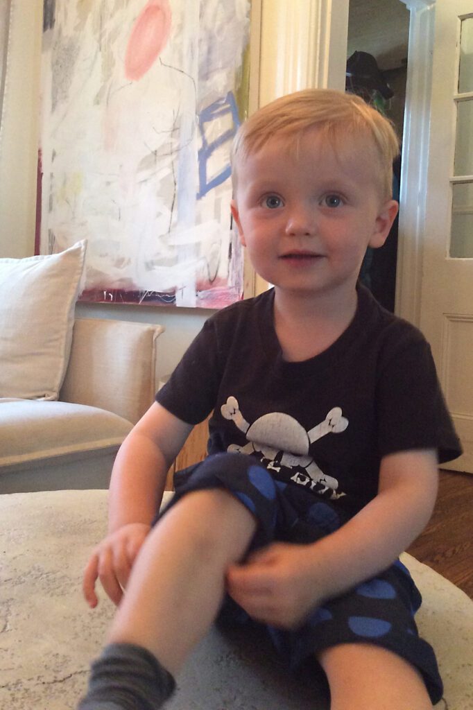 Young boy wearing black shirt